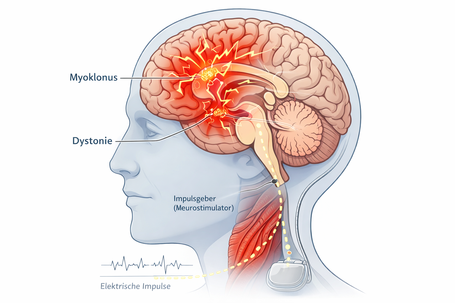 Grafische Darstellung von Myoklonus und Dystonie im Gehirn