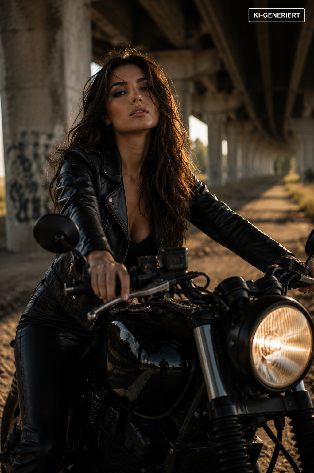 KI-Konzeptbild für ein Fotoshooting mit Motorrad